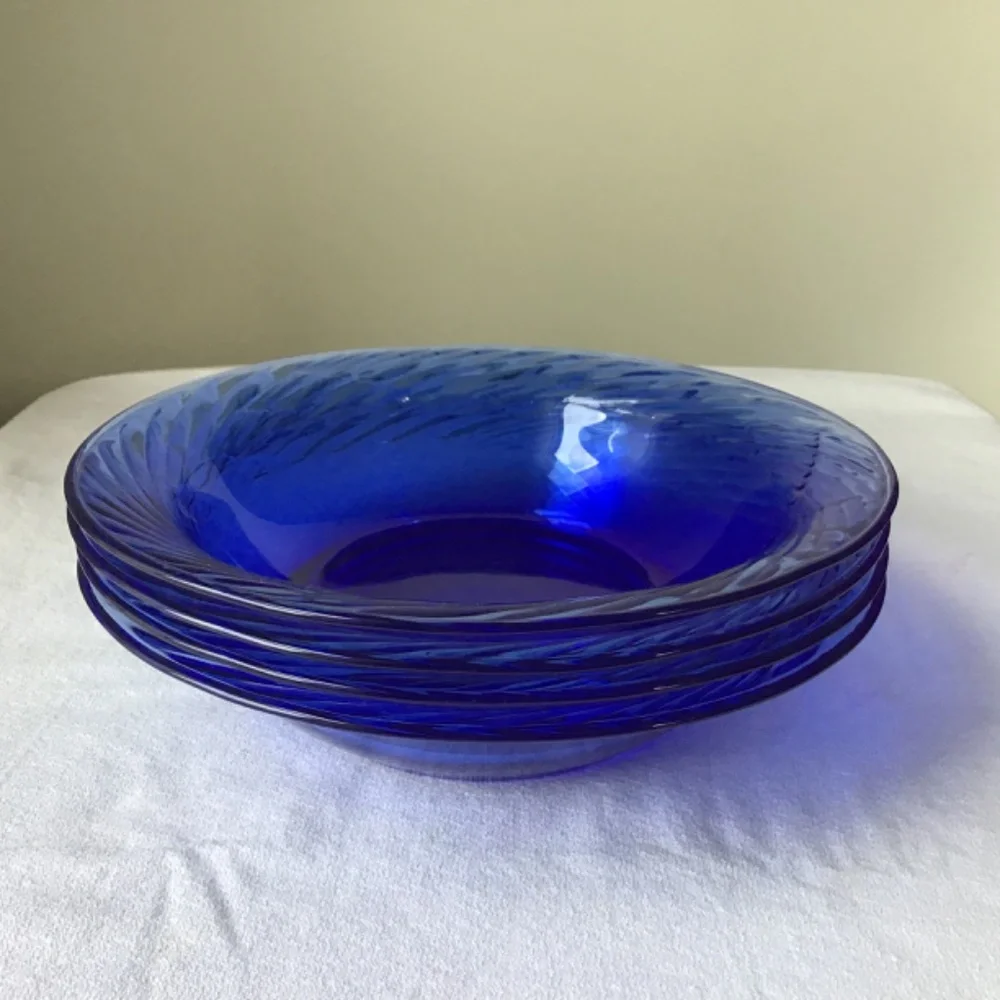 Pyrex Vintage Festiva Blue Bowls Soup Salad Cereal Set of 4 Glass Corning - Picture 5 of 15